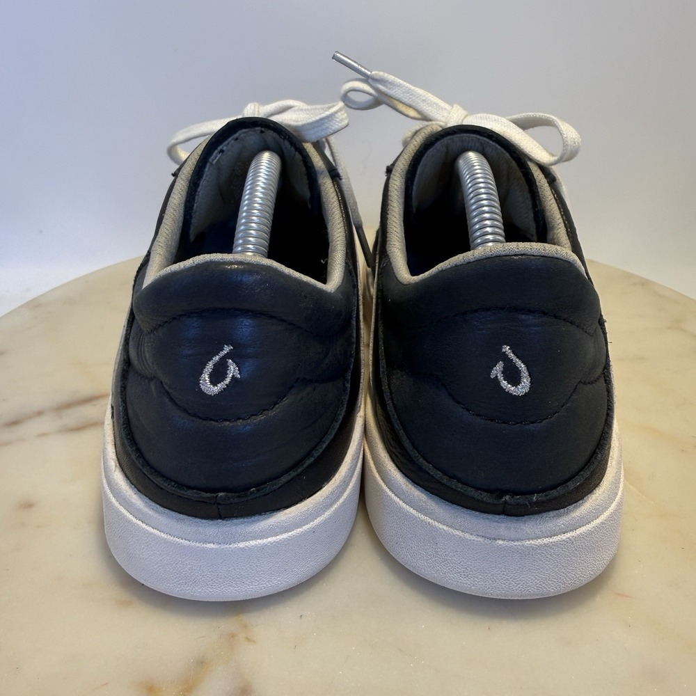 Olukai Ha'Upu Women's Size US 7/EU 37 Black Silver Leather Sneakers Shoes - Picture 4 of 10